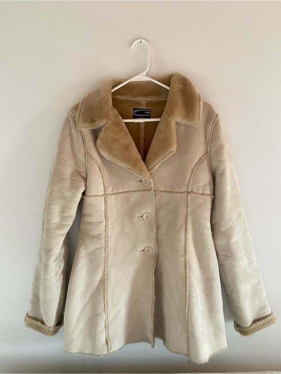 Candie's Jackets & Blazers - Women’s Cream Faux Shearling Button-Front Coat, Size M